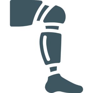 Prosthetic leg icon on black background.